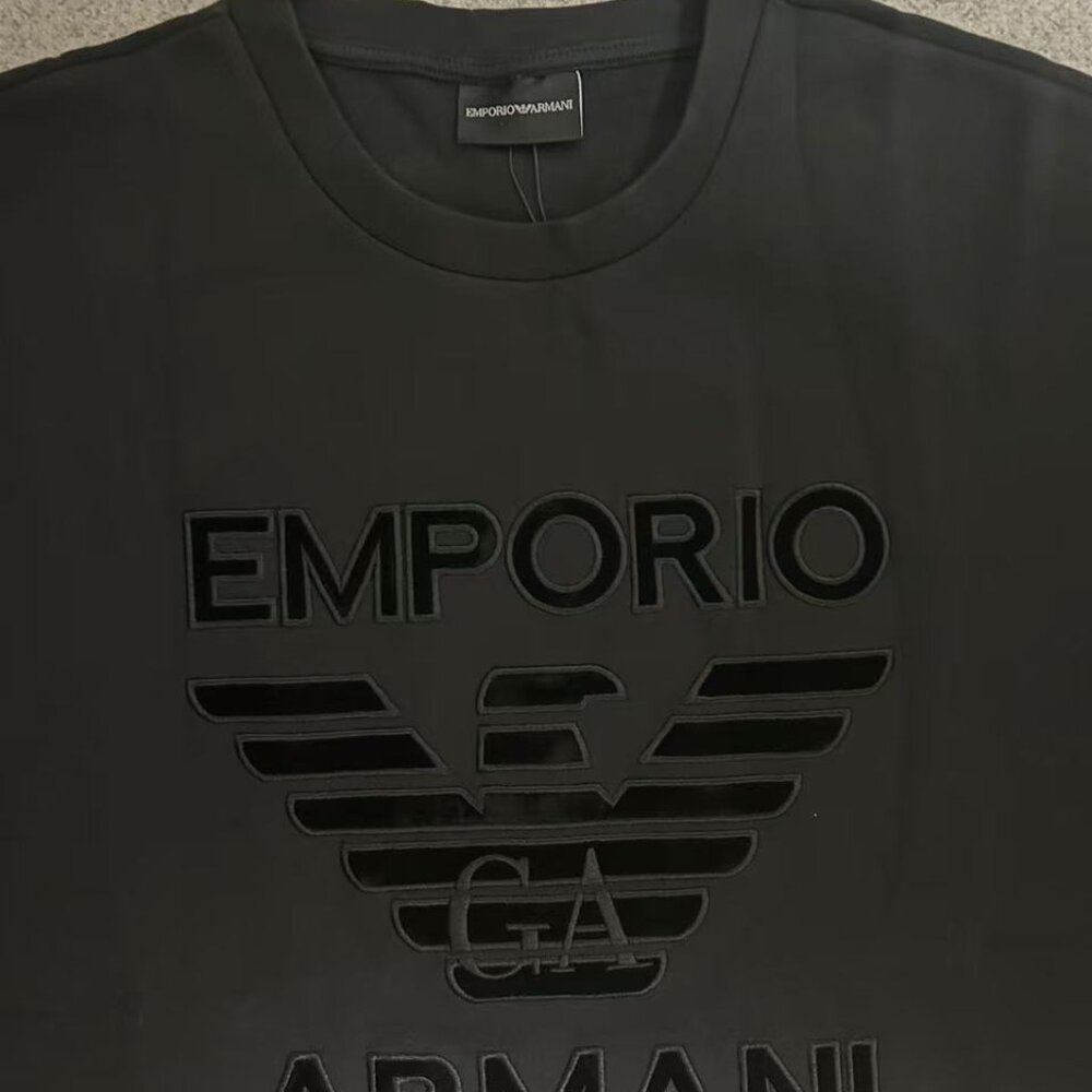 Emporio Armani Men's Double Jersey Sweatshirt with Oversized Eagle Velvet Patch - Picture 8 of 12